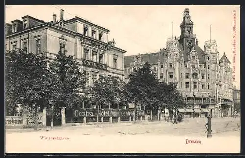 AK Dresden, Central-Hotel in der Wienerstrasse