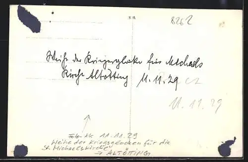 Foto-AK Altötting, Weihe der Kriegsglocken für die St. Michaelskirche 11.11.1929