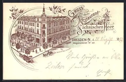 Lithographie Dresden-N., Restaurant zum sächsischen Heer, Königsbrückerstr. 107