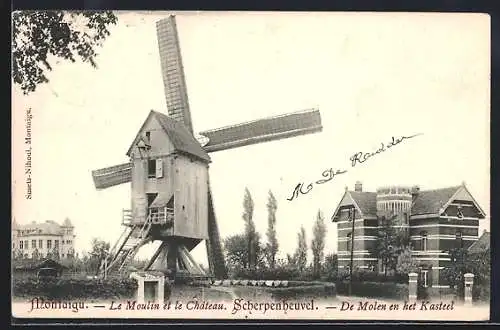 AK Montaigu, Le Moulin et le Château, Windmühle