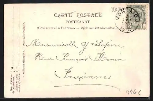 AK Montaigu, Le Moulin et le Château, Windmühle