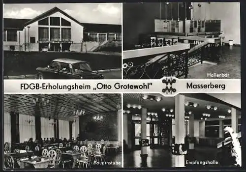 AK Masserberg, FDGB-Erholungsheim Otto Grotewohl, Hallenbar, Bauernstube