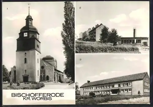 AK Bischofferode /Worbis, Kirche, Kaufhalle in der Aufbaustrasse und Schule