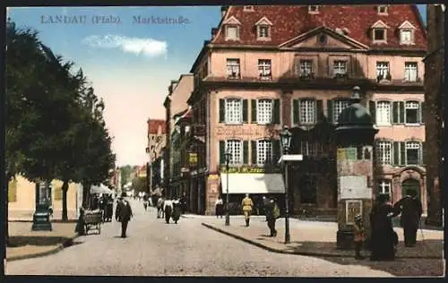 AK Landau /Pfalz, Marktstrasse mit Fussgängern