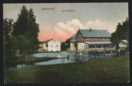 AK Jonsdorf, Gondelfahrt, Partie am Wasser