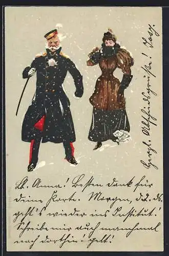Künstler-AK Britischer Soldat im Schnee, Private Stadtpost