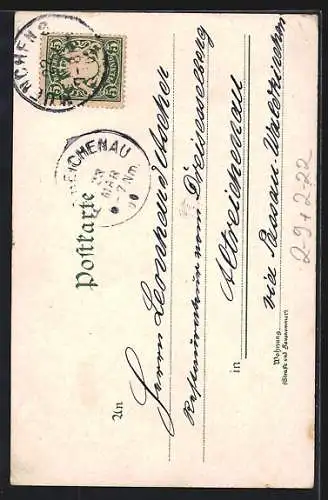 Künstler-AK Abschied von der privaten Stadtpost, Postgeschichte