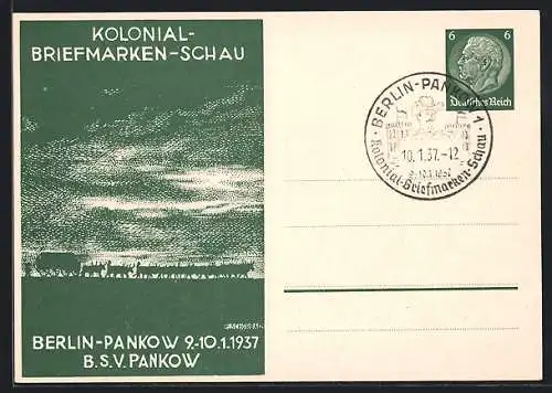 AK Berlin-Pankow, Kolonial-Briefmarken-Schau 1937, Ganzsache