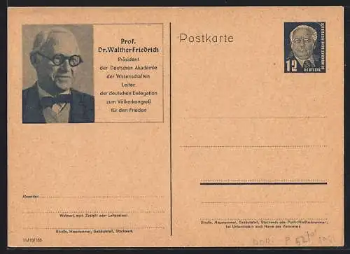 AK Prof. Dr. Walther Friedrich, Präsident der Deutschen Akademie der Wissenschaften, Ganzsache