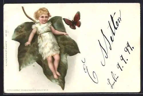 AK Schmetterling und Kind, Private Stadtpost