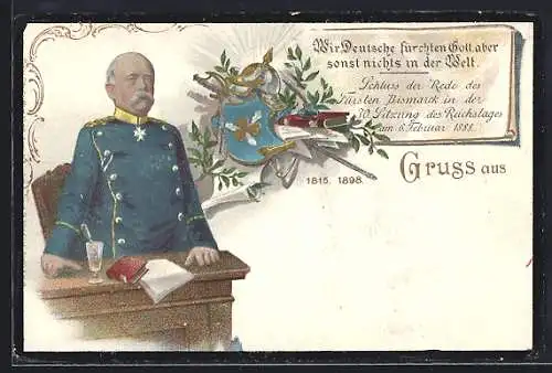Lithographie Bismarck in Uniform, Ganzsache
