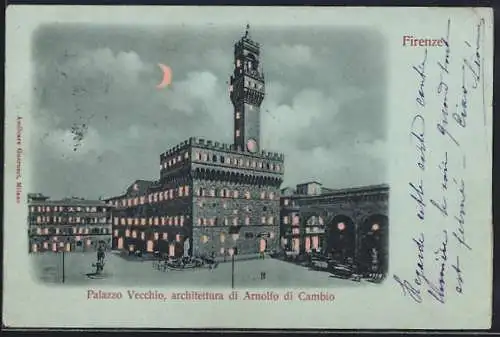 AK Firenze, Palazzo Vecchio, architettura di Arnolfo di Cambio, Halt gegen das Licht