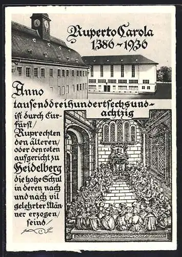 AK Heidelberg, 550 jahre Universität, Ruperto Carola 1380-1930, Ganzsache