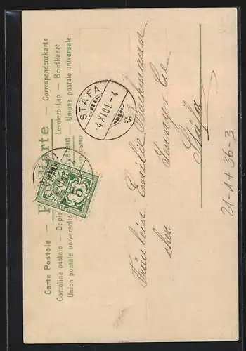 Lithographie Trompeter von Säckingen, Behüt Dich Gott!, Halt gegen das Licht