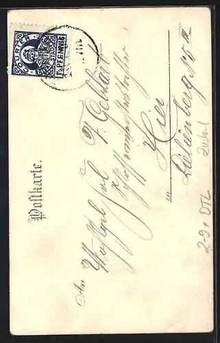 Künstler-AK München, Strassenpartie am Siegesthor, Private Stadtpost