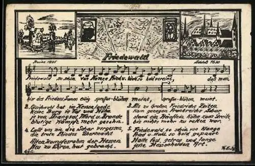 AK Friedewald / Hessen, Schloss 1630, Ruine 1935, Lied