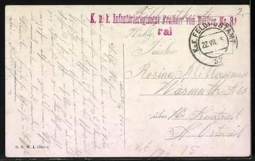 Künstler-AK Samariterdiesnt im Felde, Krankenschwester versorgt Verwundeten, Rotes Kreuz