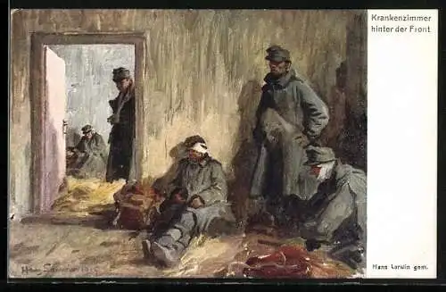 Künstler-AK Rotes Kreuz Nr. 401, Krankenzimmer hinter der Front