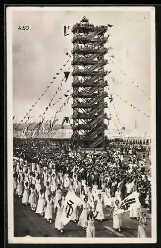 AK Stuttgart, 15. Deutsches Turnfest Juli 1933, Flaggenturm