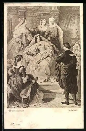 Künstler-AK Goethes Torquato Tasso, Leonore im Kreise von Damen