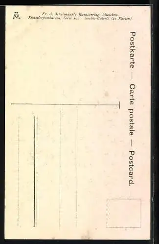 AK Goethes Hermann und Dorothea in Umarmung eine Treppe heruntersteigend