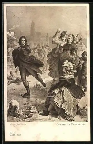 Künstler-AK Goethe in Frankfurt, Schlittschuh