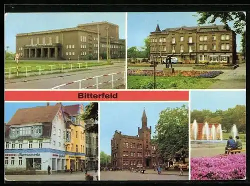 AK Bitterfeld, Rathaus, Kultupalast, HO-Hotel Central