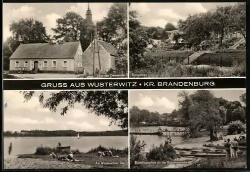 AK Wusterwitz /Kr. Brandenburg, Rat der Gemeinde, Bungalows, Am Wusterwitzer See