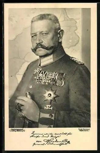 AK Brustbild von Generalfeldmarschall Paul von Hindenburg in Uniform