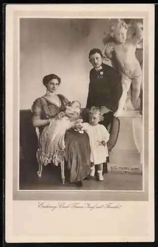 AK Erzherzog Carl Franz Josef & Zita von Österreich mit ihren Kindern