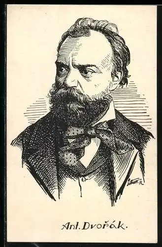 AK Portrait des Komponisten Antonin Dvorák
