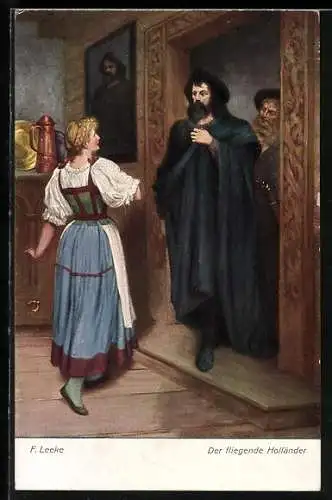 AK Richard Wagner's Der fliegende Holländer, II. Akt
