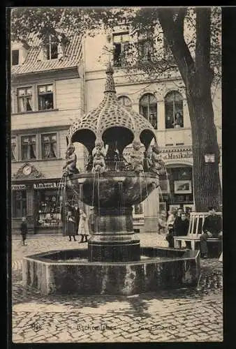 AK Aschersleben, Geschäfte und Henne-Brunnen