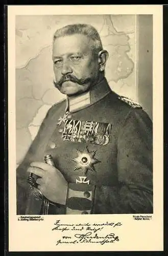 AK Brustbild von Generalfeldmarschall Paul von Hindenburg in Uniform