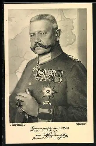 AK Brustbild von Generalfeldmarschall Paul von Hindenburg in Uniform