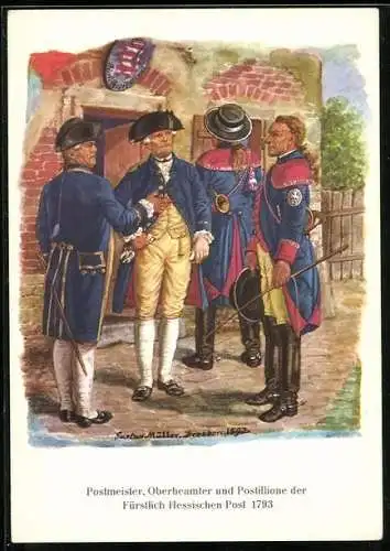 AK Postmeister, Oberbeamter und Postillione der Fürstlich Hessischen Post 1793