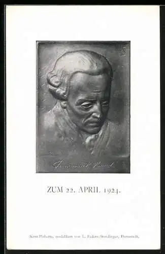 AK Plakette mit einem Porträt von Kant und einem Zitat