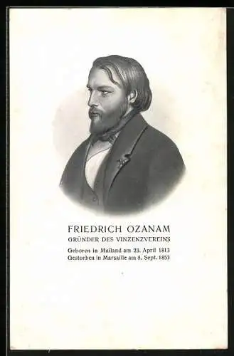 Künstler-AK Friedrich Ozanam, Gründer des Vinzenvereins, im Porträt