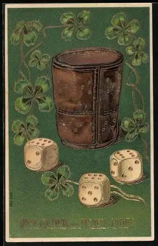 AK Becher mit drei Würfel, Klee