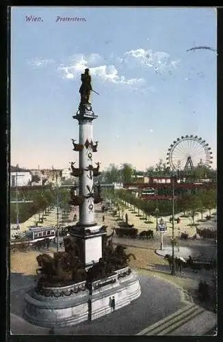 AK Wien, Praterstern mit Blick auf das Riesenrad