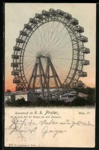 AK Wien, Riesenrad im K. k. Prater