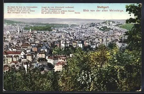 AK Stuttgart, Blick von der alten Weinsteige