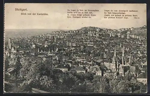 AK Stuttgart, Blick von der Karlshöhe