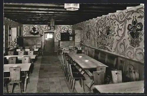 AK Weinheim /Bergstrasse, Wachenburg, Restaurant mit Wandmalereien