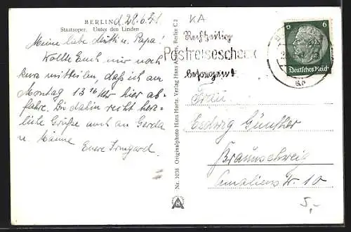 AK Berlin, Staatsoper, Unter den Linden