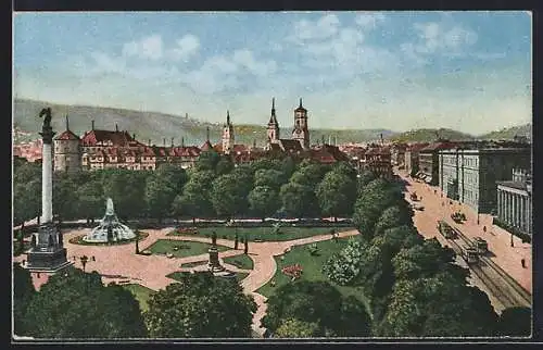 AK Stuttgart, Schlossplatz, Jubiläumssäule