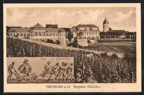 AK Freyburg a. U., Berghotel Edelacker, Sage vom Edelacker