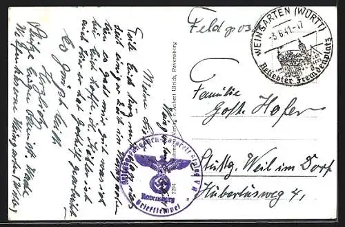 AK Ravensburg /Württ., Ansicht von Osten, Stadtpanorama