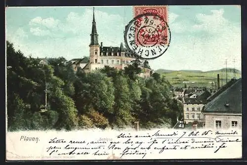 AK Plauen / Vogtland, Schloss, Stadtansicht