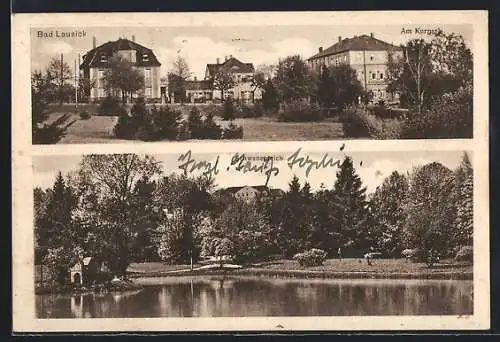 AK Bad Lausick, Am Kurpark, Schwanenteich